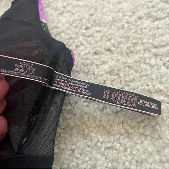 Victoria Secret PINK Sports Bralette Bra Black Purple Racerback Strappy Size Med - Picture 10 of 13